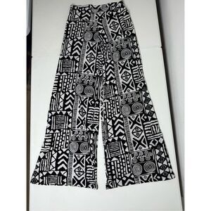 Sho Sho Women's Black White Patterned Pants Wide Leg Elastic Waist Size S/M Note